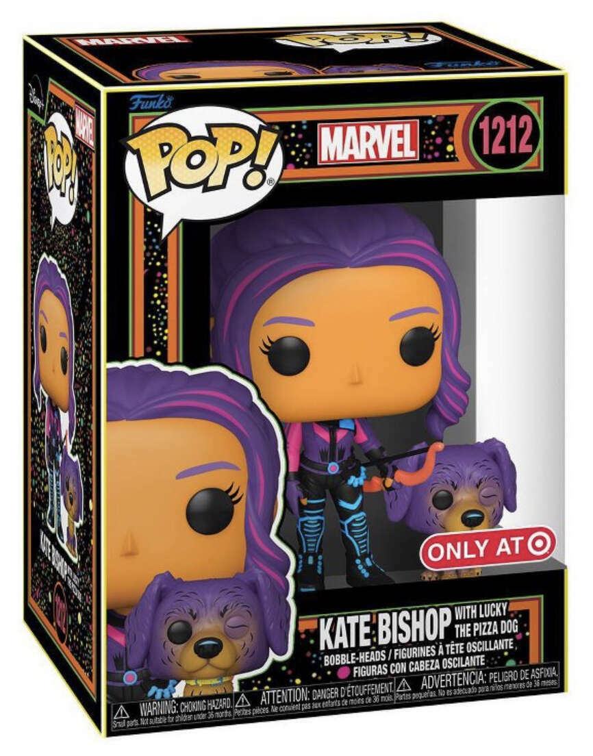 Marvel: Hawkeye Kate Bishop with Lucky The Pizza Dog 1212 (Blacklight) Funko Pop